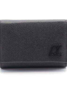 NEW Christian Louboutin Groovy Calfskin Textured Black Trifold Wallet